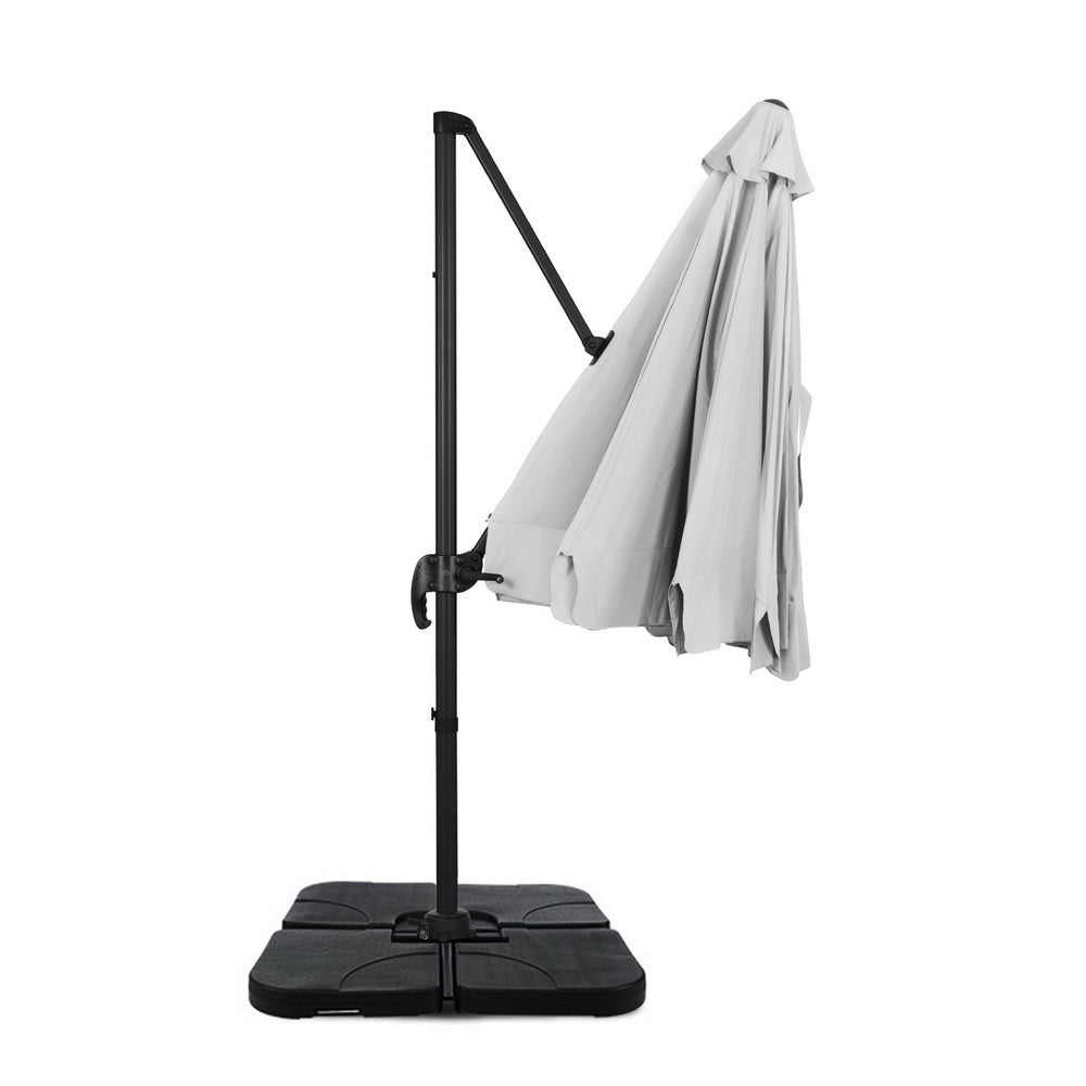 3m Rotatable Cantilever Valance Umbrella with Base - Grey - Homecoze
