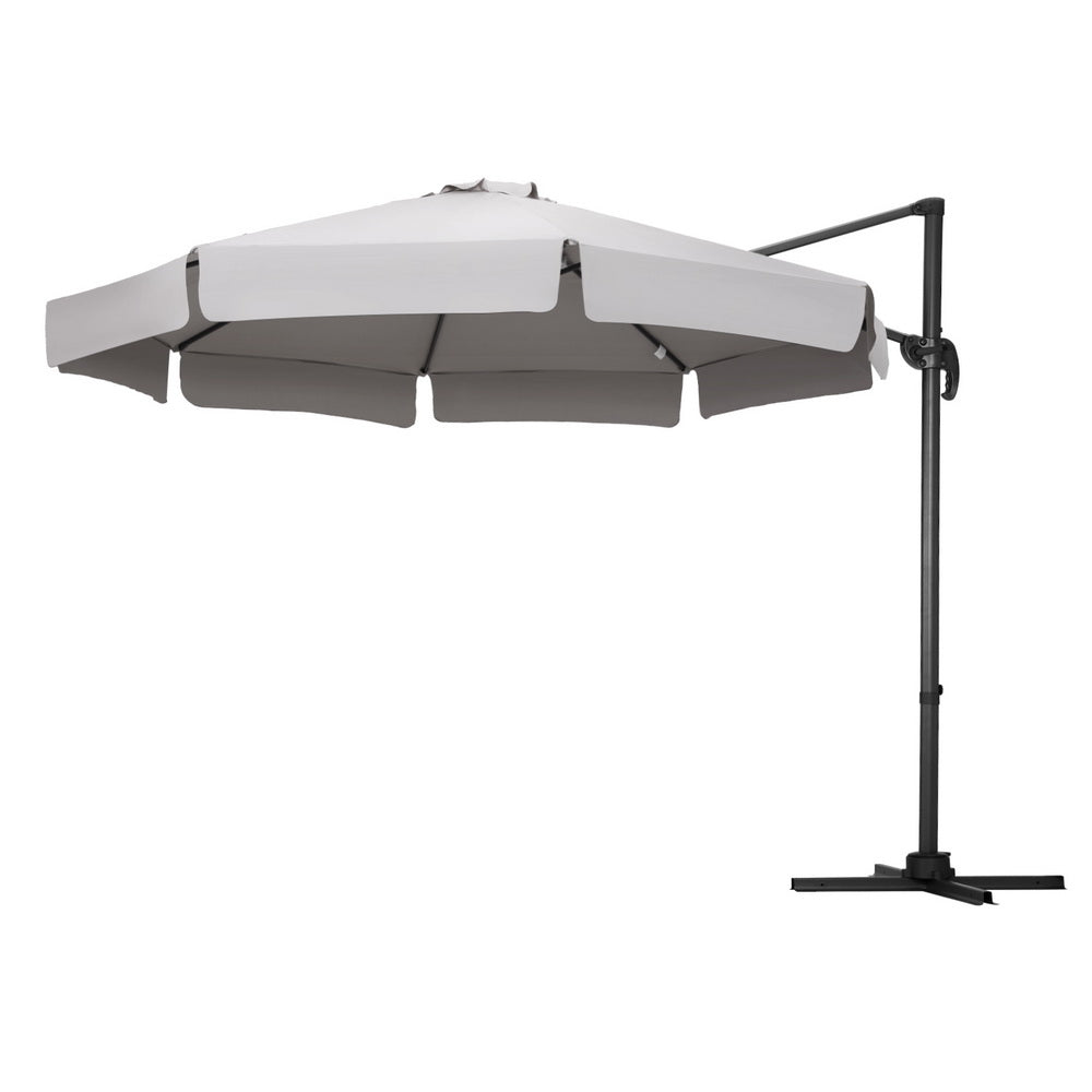 3m Rotatable Cantilever Valance Umbrella - Grey - Homecoze