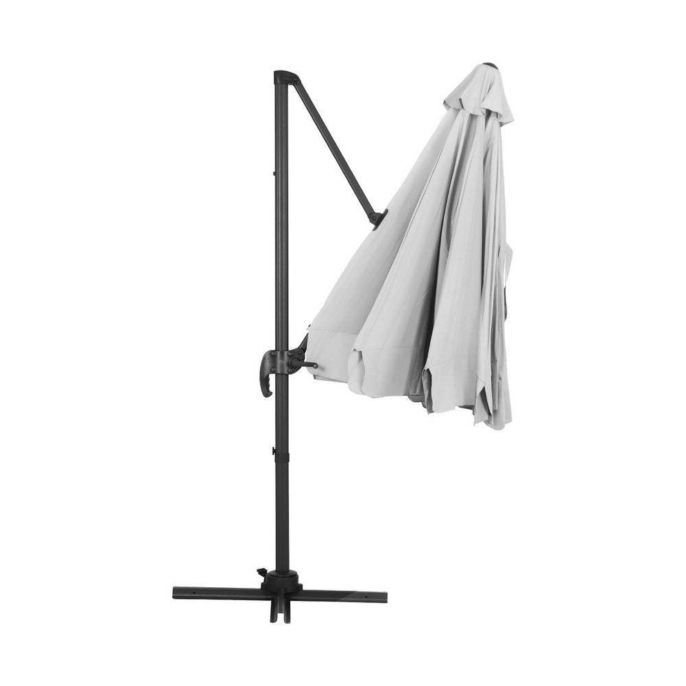 3m Rotatable Cantilever Valance Umbrella - Grey - Homecoze