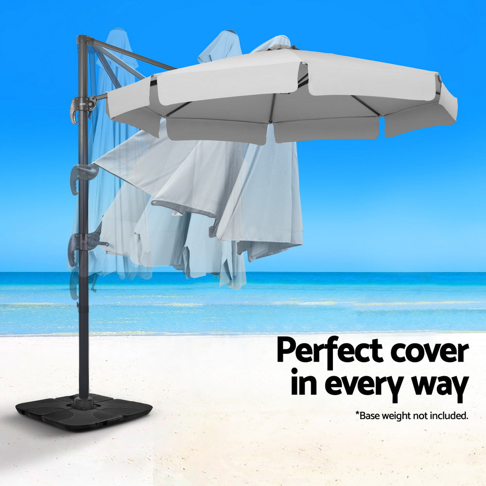 3m Rotatable Cantilever Valance Umbrella - Grey - Homecoze