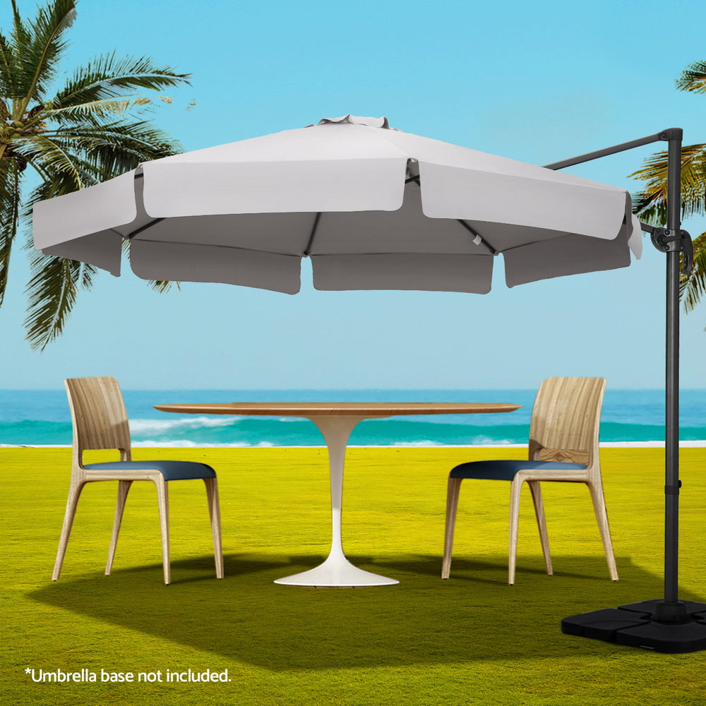 3m Rotatable Cantilever Valance Umbrella - Grey - Homecoze