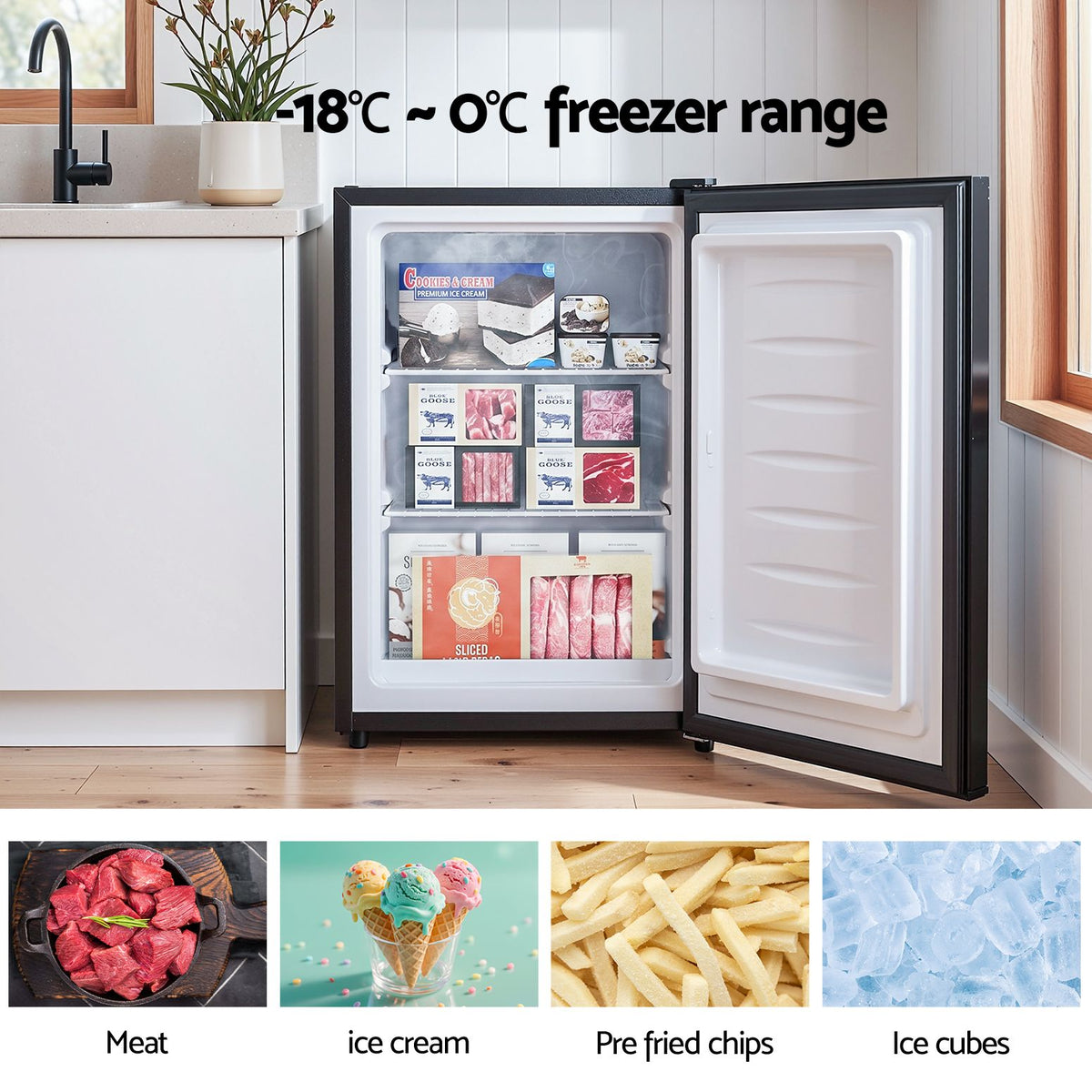 Devanti 42L Upright Freezer Fridge Black - Homecoze
