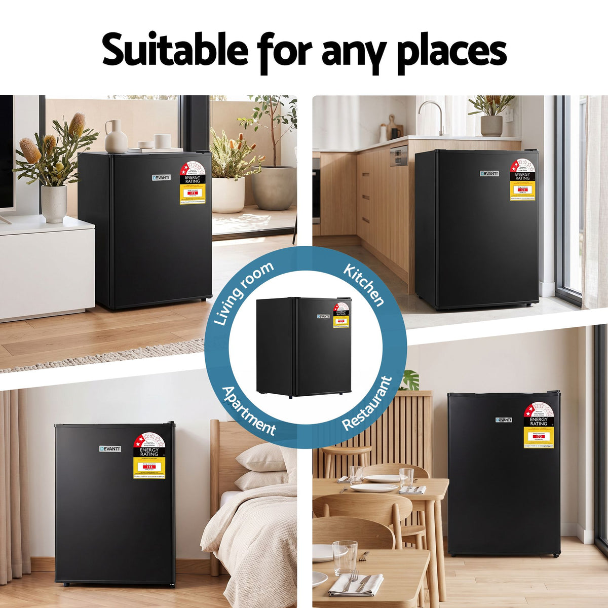 Devanti 42L Upright Freezer Fridge Black - Homecoze