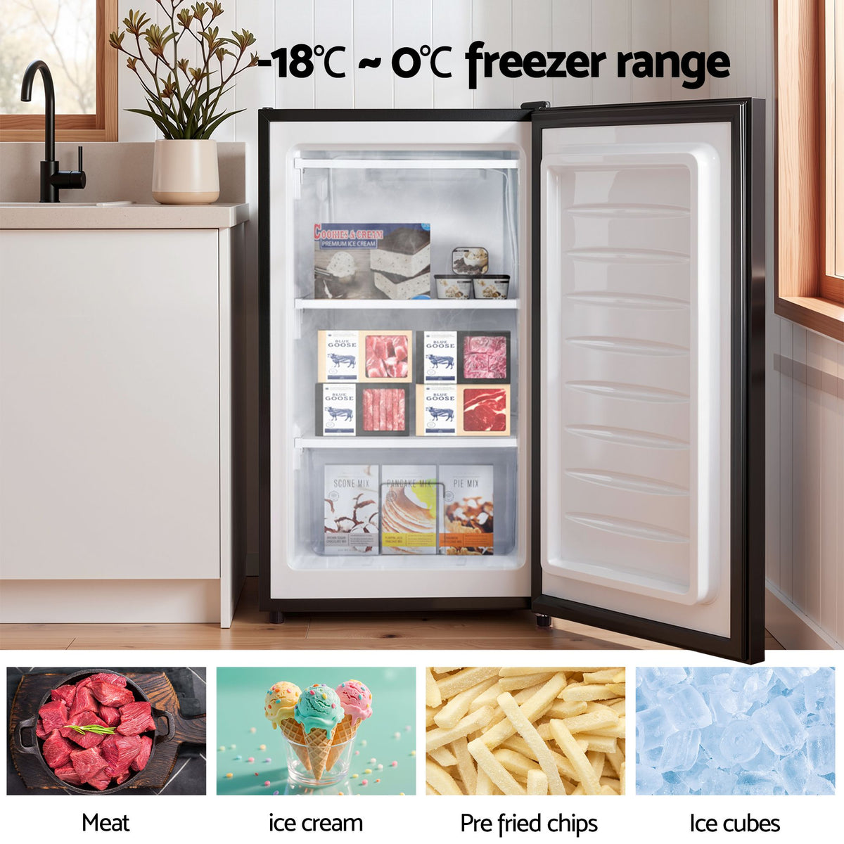 Devanti 81L Upright Freezer Fridge Black - Homecoze