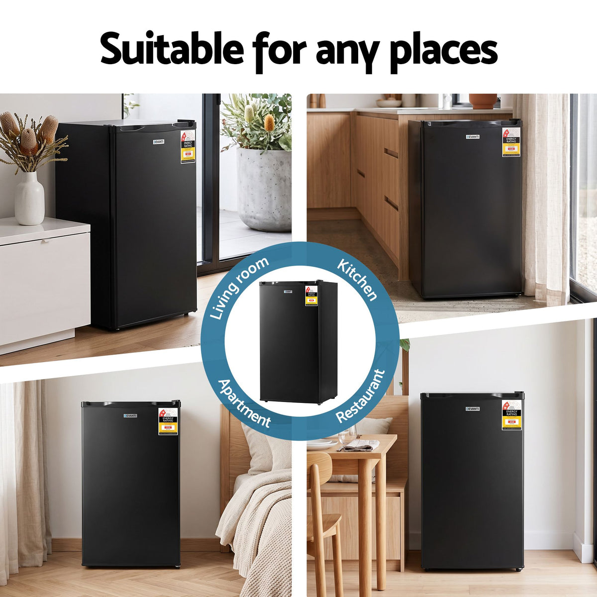 Devanti 81L Upright Freezer Fridge Black - Homecoze
