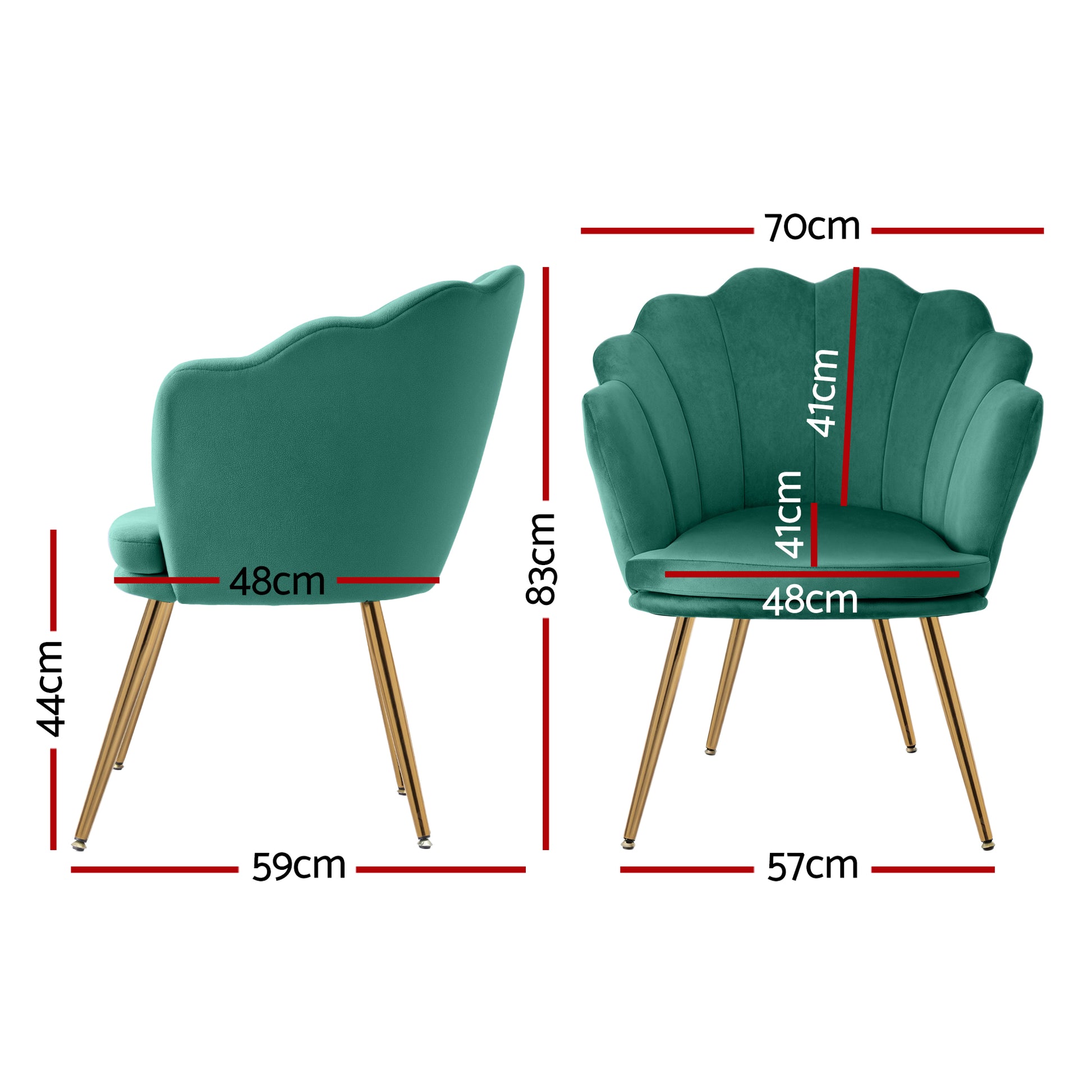 Green Velvet Retro Accent Feature Shell Chair - Homecoze