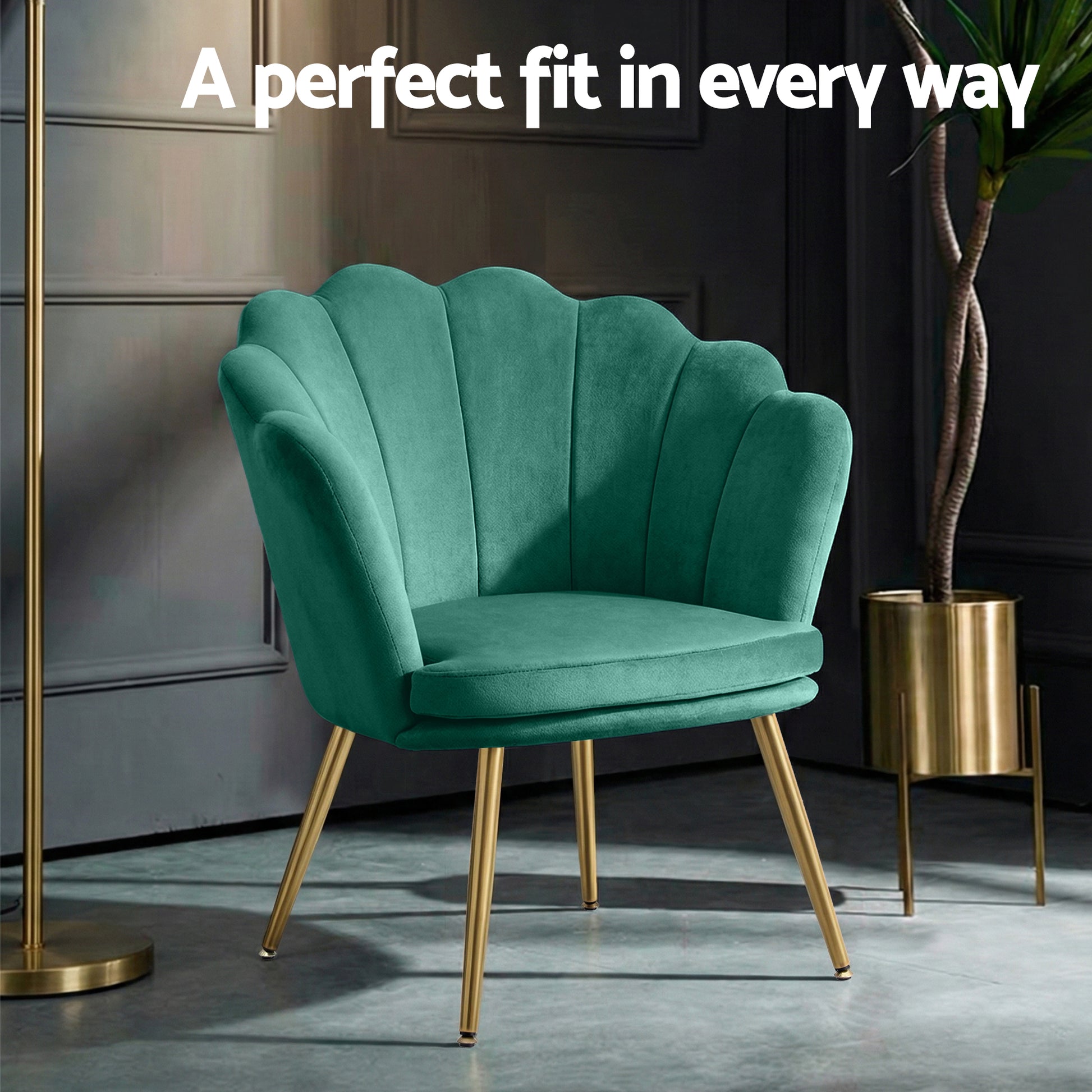 Green Velvet Retro Accent Feature Shell Chair - Homecoze