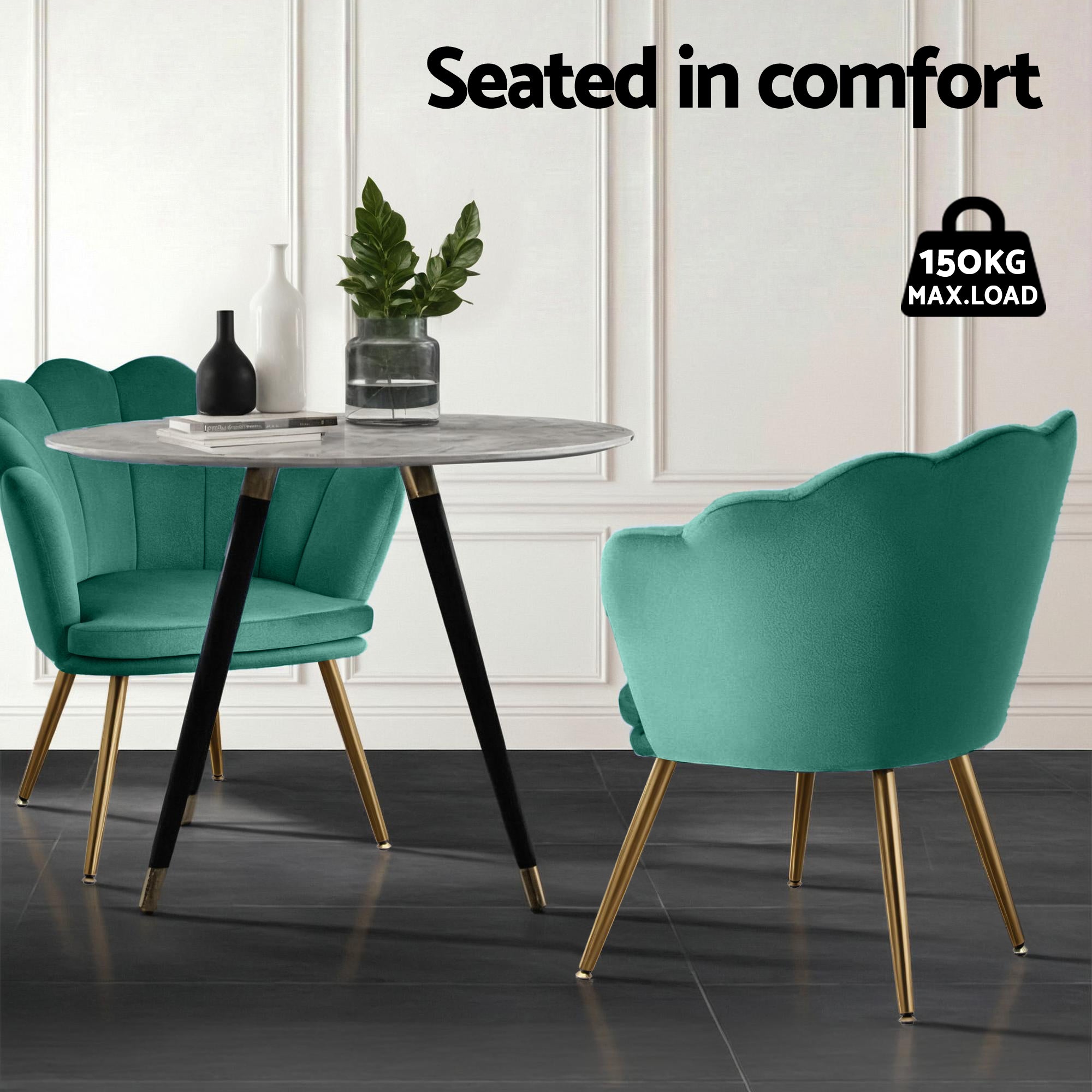 Green Velvet Retro Accent Feature Shell Chair - Homecoze
