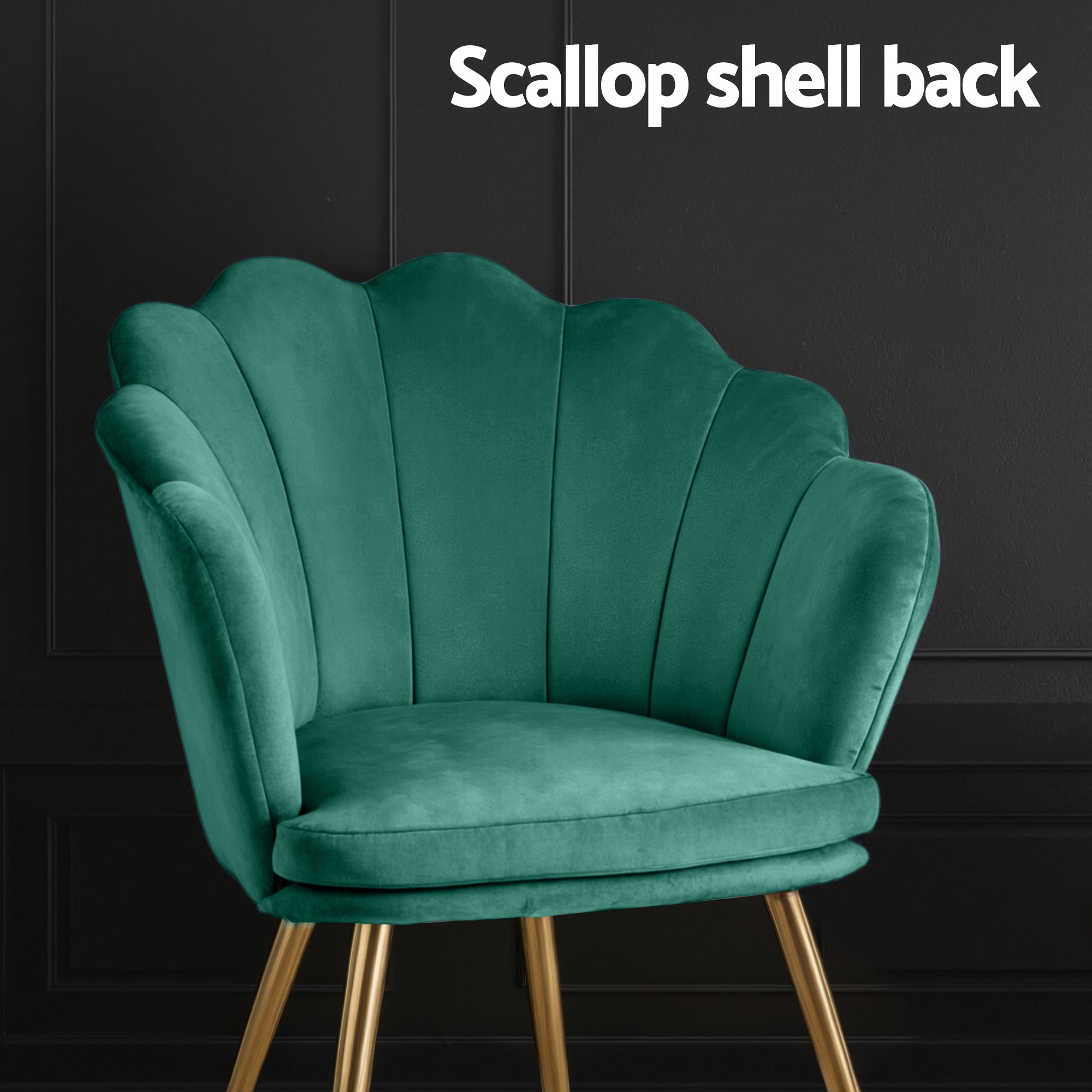 Green Velvet Retro Accent Feature Shell Chair - Homecoze