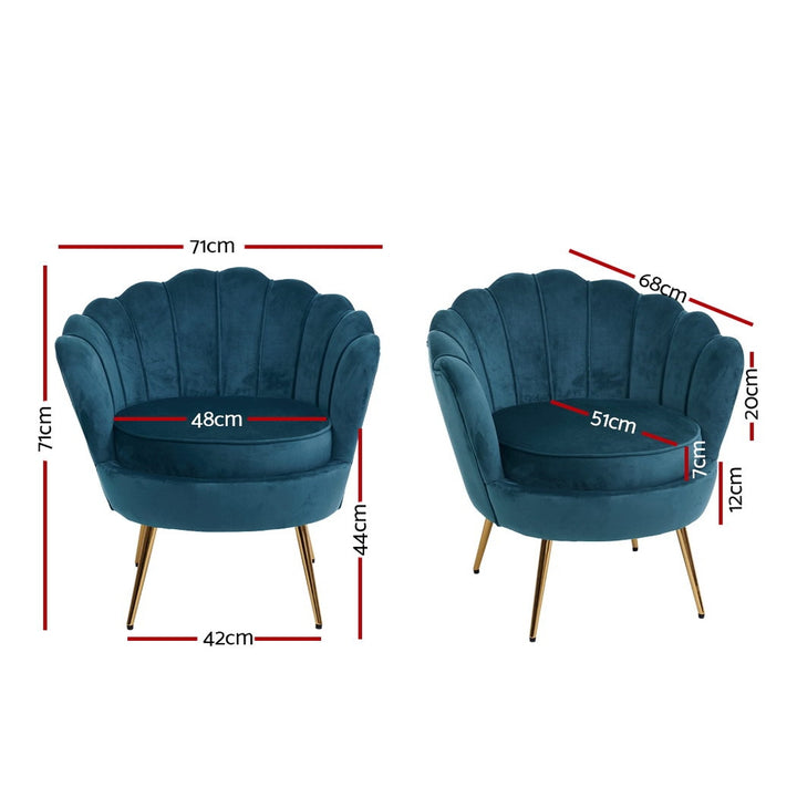 Navy Velvet Retro Accent Feature Shell Chair - Homecoze