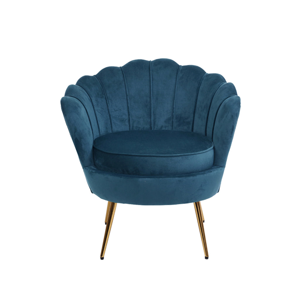 Navy Velvet Retro Accent Feature Shell Chair - Homecoze