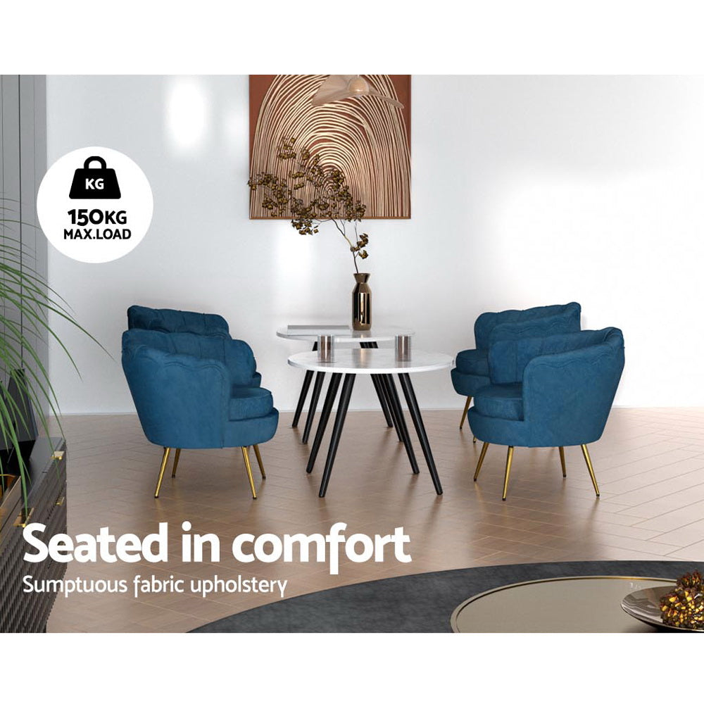 Navy Velvet Retro Accent Feature Shell Chair - Homecoze