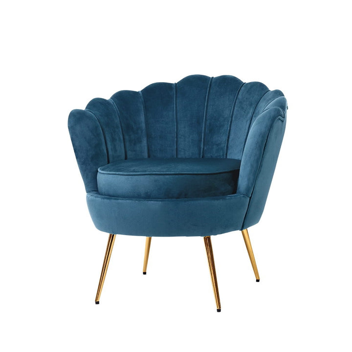 Navy Velvet Retro Accent Feature Shell Chair - Homecoze