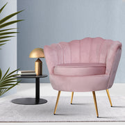 Pink Velvet Retro Accent Feature Shell Chair - Homecoze
