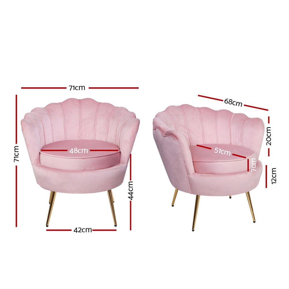 Pink Velvet Retro Accent Feature Shell Chair - Homecoze