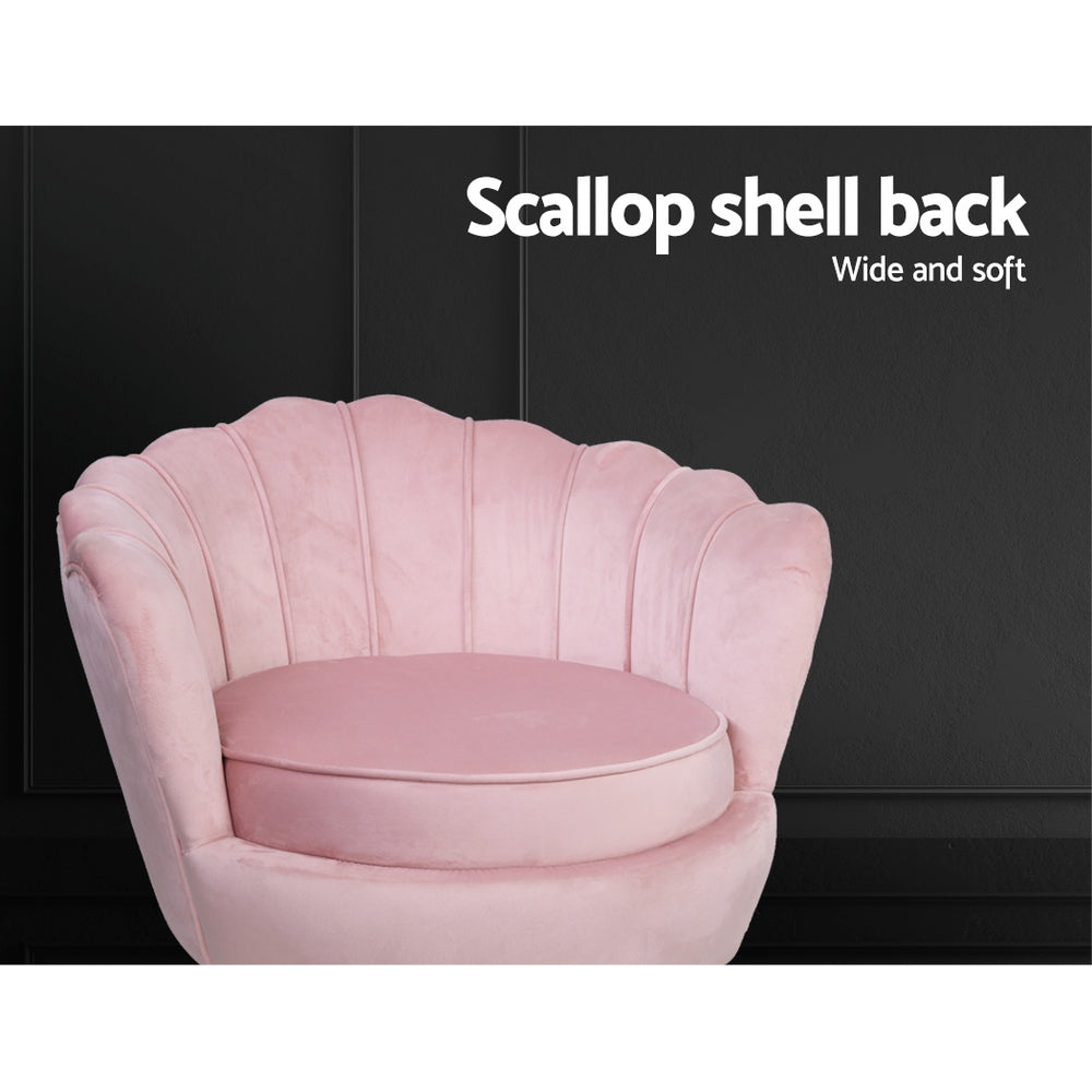 Pink Velvet Retro Accent Feature Shell Chair - Homecoze