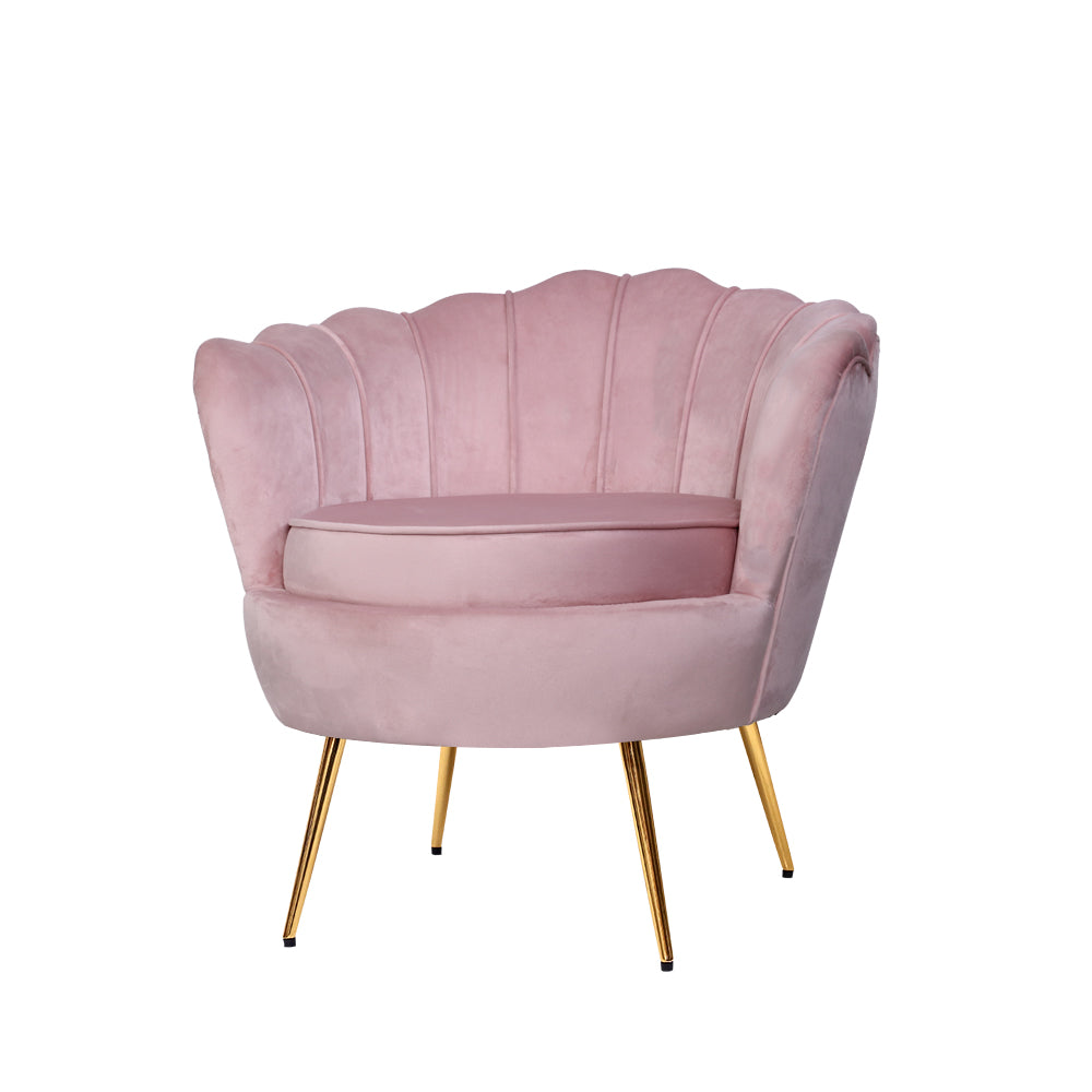 Pink Velvet Retro Accent Feature Shell Chair - Homecoze