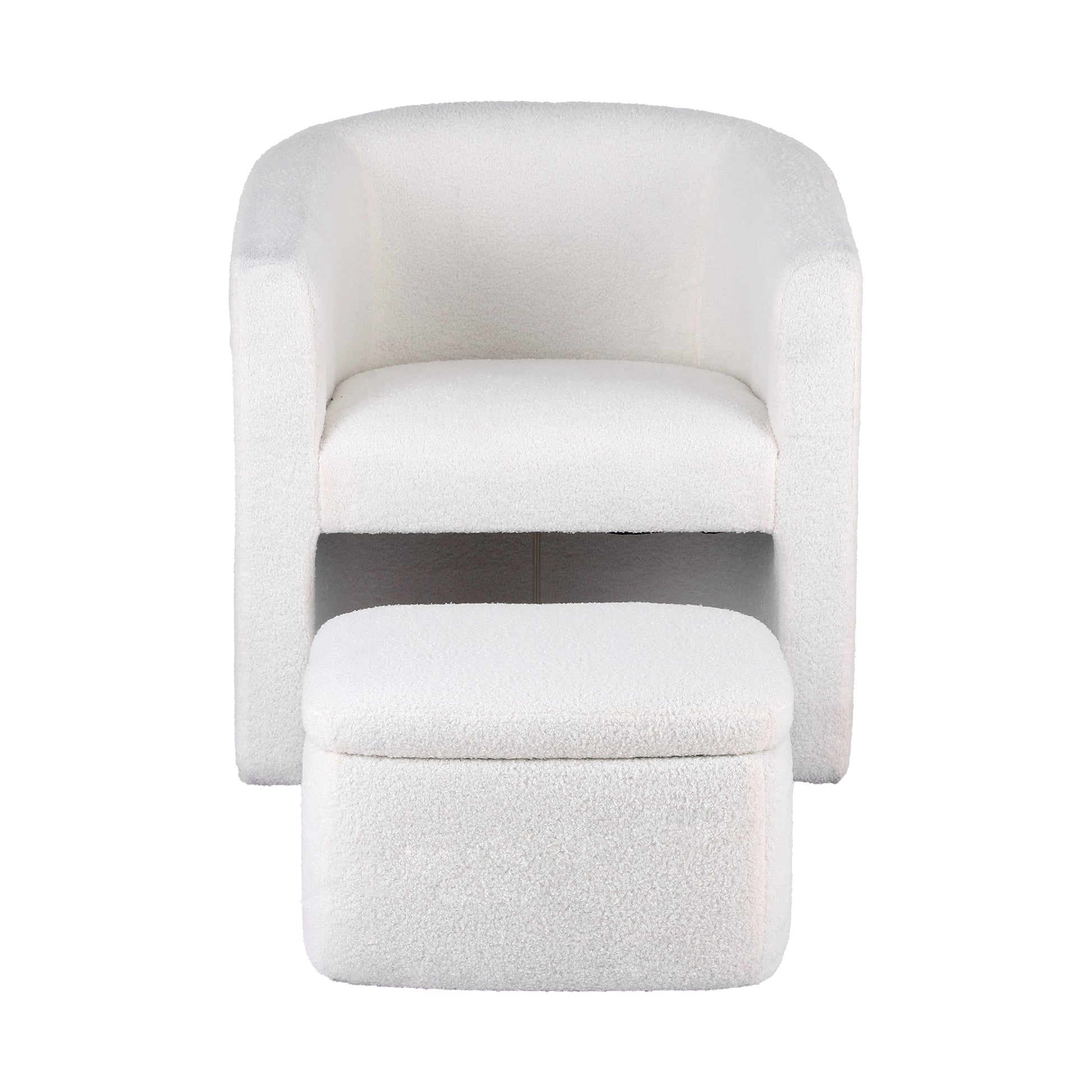 Artiss Armchair Accent Chair w/Ottoman Lounge Footrest Storage Boucle White - Homecoze