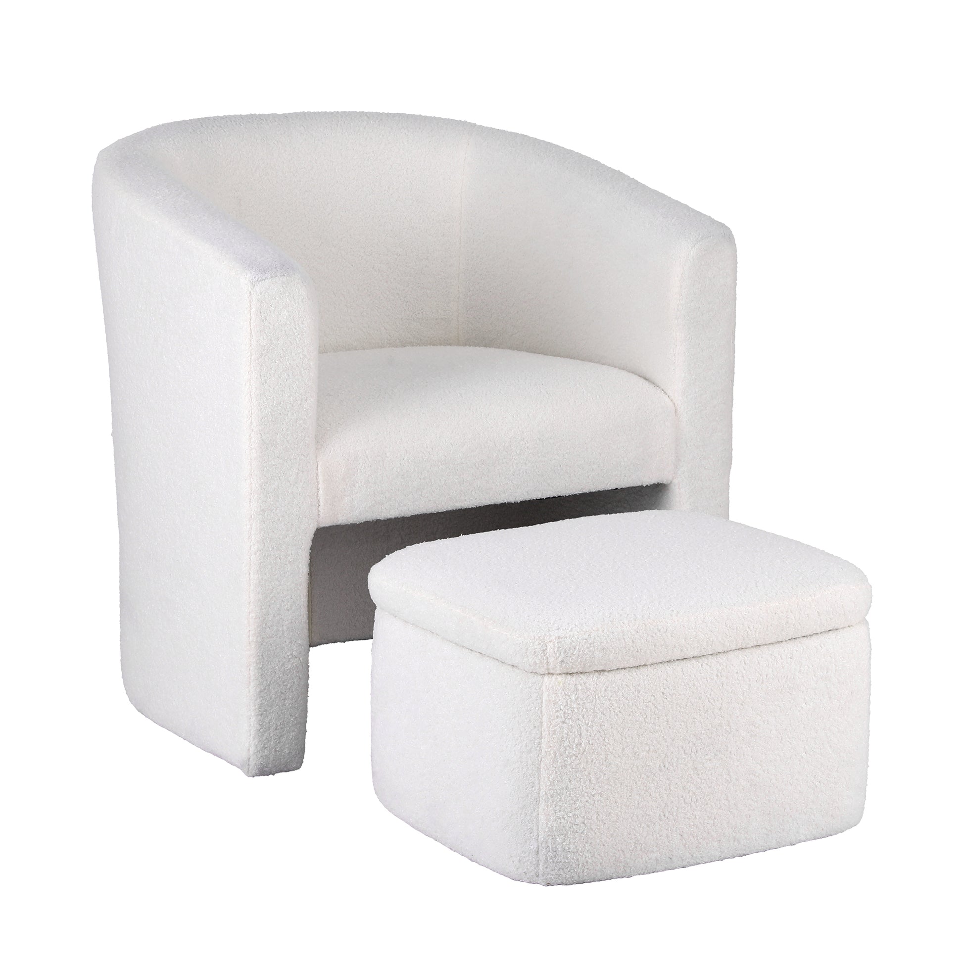 Artiss Armchair Accent Chair w/Ottoman Lounge Footrest Storage Boucle White - Homecoze