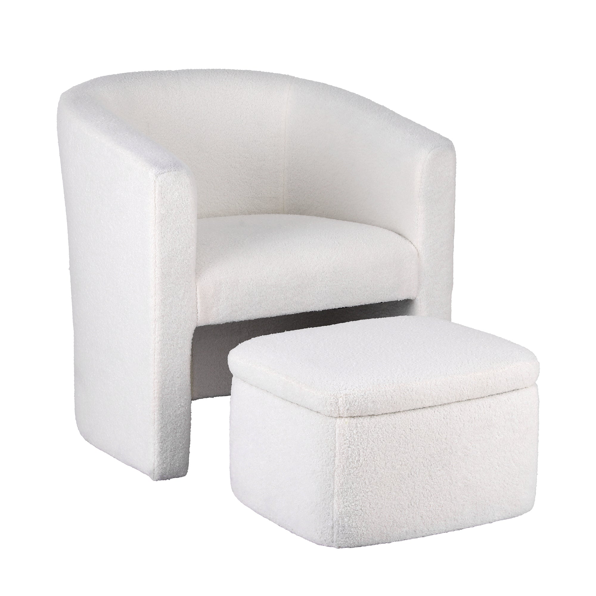 Artiss Armchair Accent Chair w/Ottoman Lounge Footrest Storage Boucle White - Homecoze