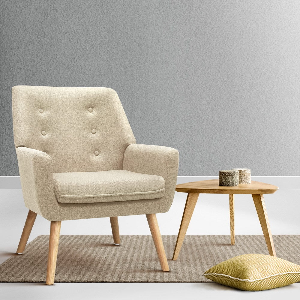 Fabric Feature Armchair - Beige - Homecoze