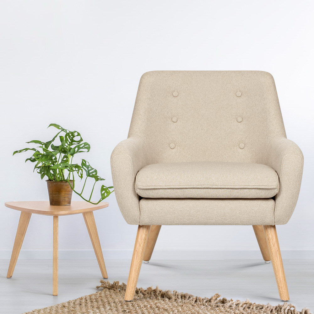 Fabric Feature Armchair - Beige - Homecoze