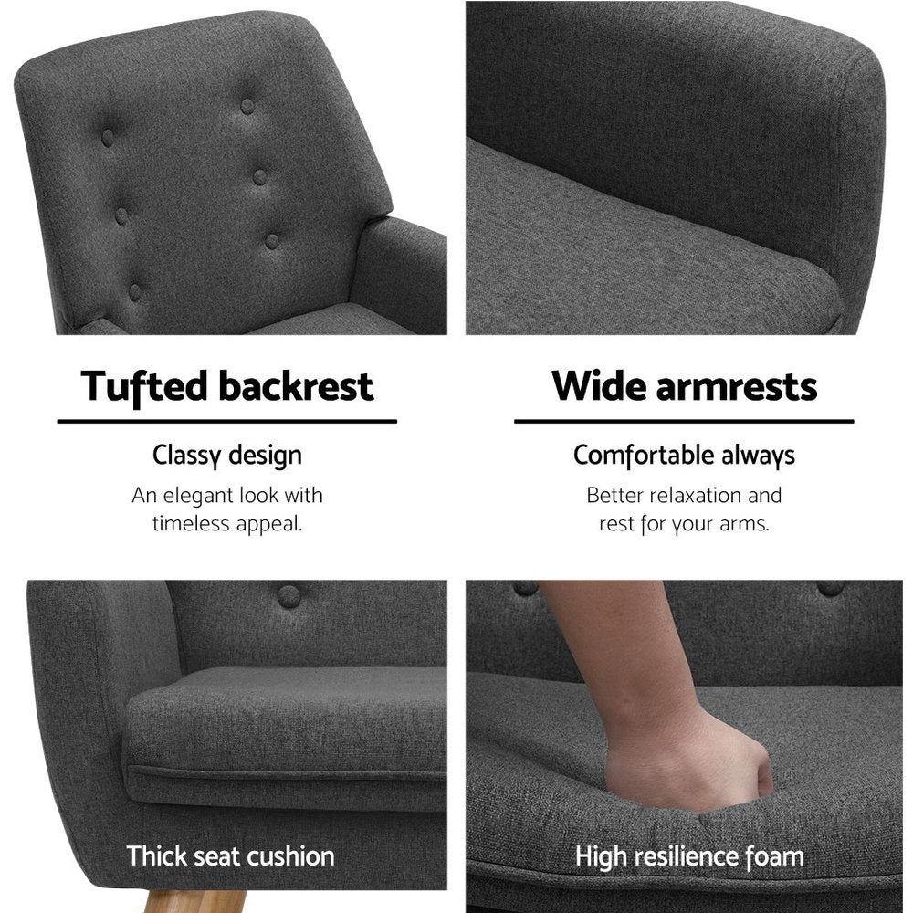 Fabric Feature Armchair - Charcoal - Homecoze