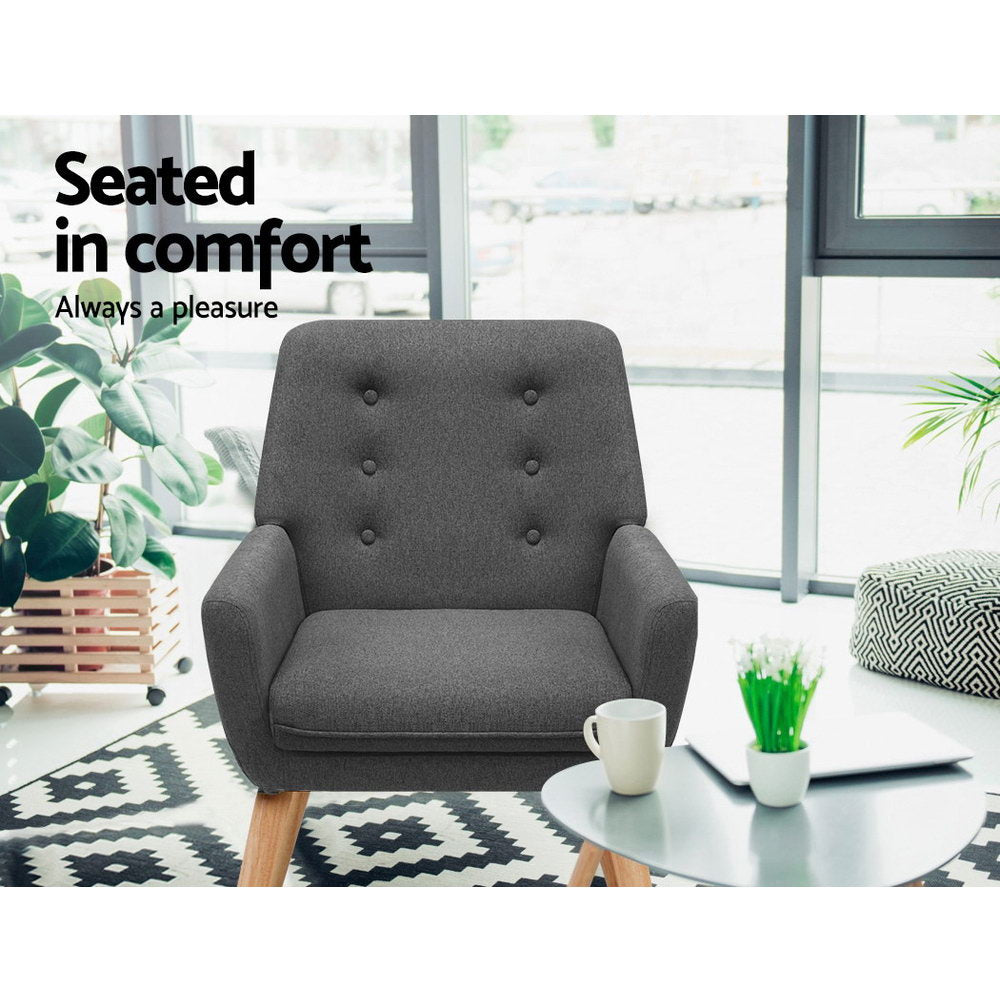 Fabric Feature Armchair - Charcoal - Homecoze