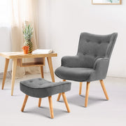 Fabric Feature Armchair with Ottoman - Grey - Homecoze