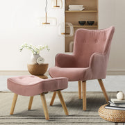 Fabric Feature Armchair with Ottoman - Pink - Homecoze