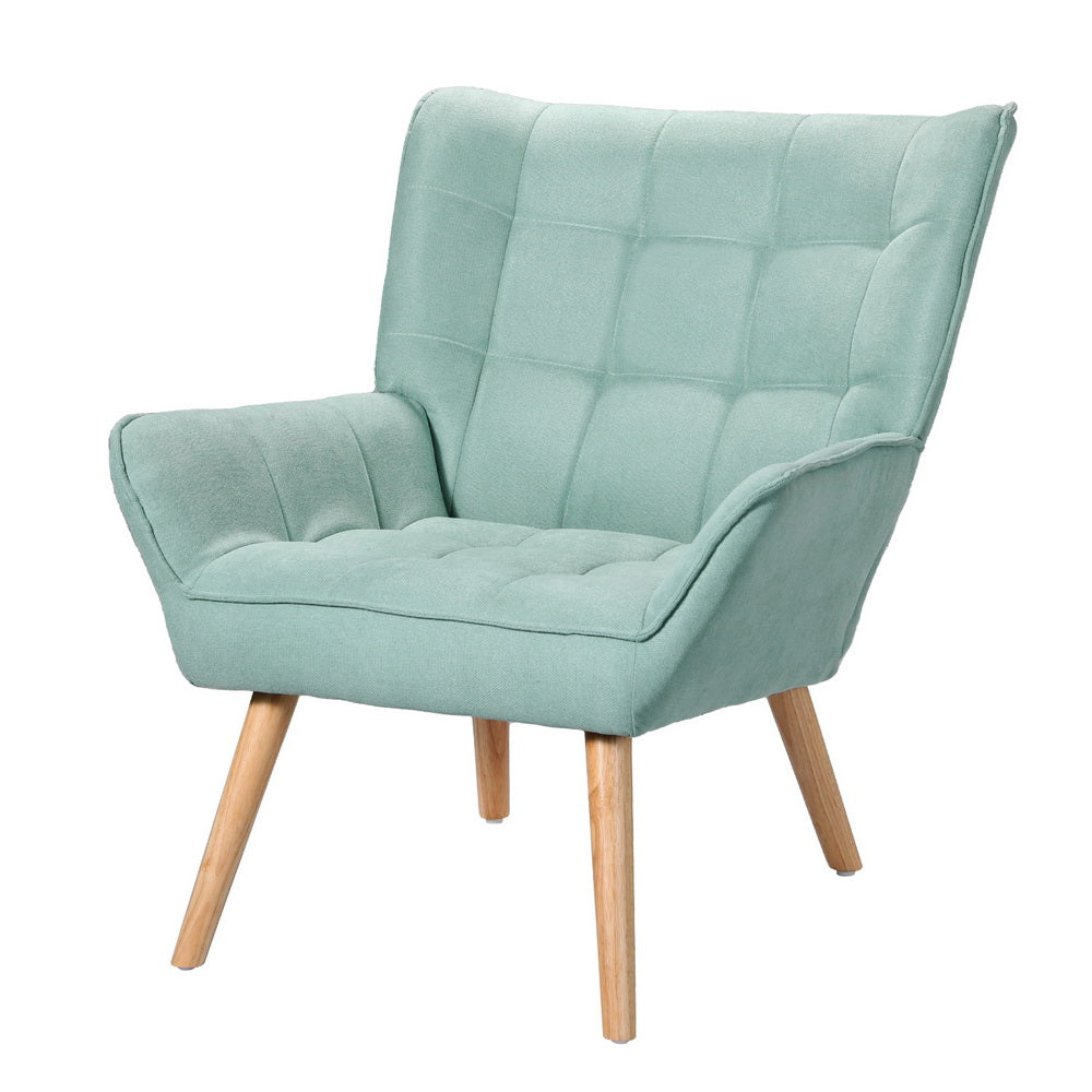 Modern Low-Set Accent Chair with Faux Linen Fabric - Blue - Homecoze