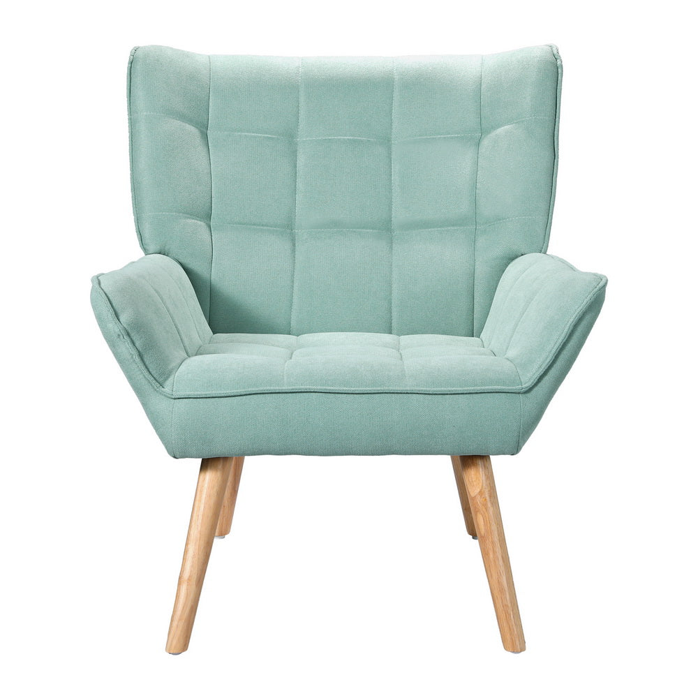 Modern Low-Set Accent Chair with Faux Linen Fabric - Blue - Homecoze