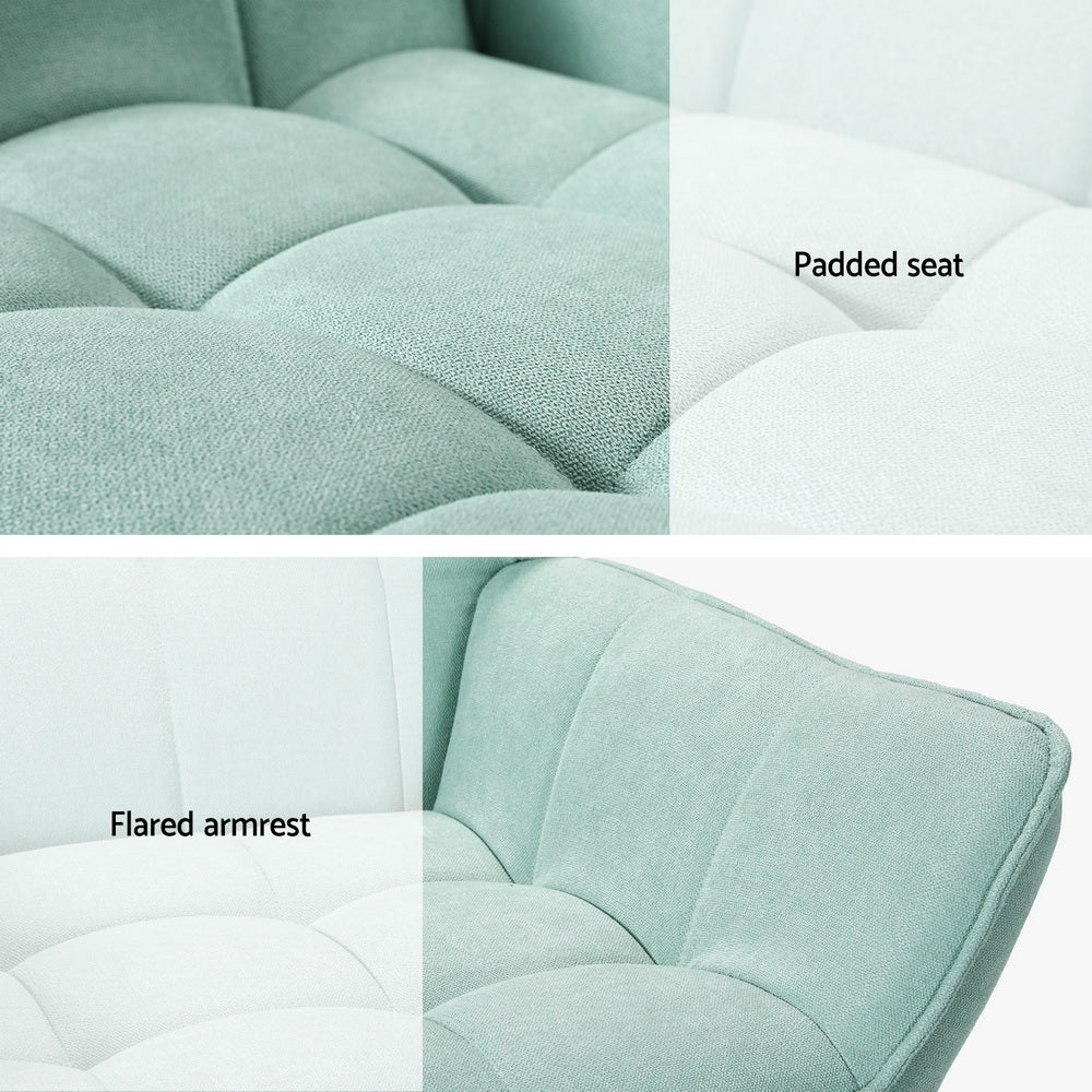 Modern Low-Set Accent Chair with Faux Linen Fabric - Blue - Homecoze