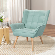 Modern Low-Set Accent Chair with Faux Linen Fabric - Blue - Homecoze