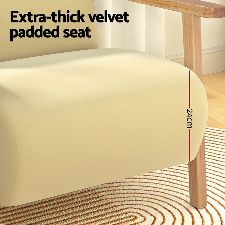 Low Set Accent Chair Velvet  Feature Armchair - Yellow - Homecoze