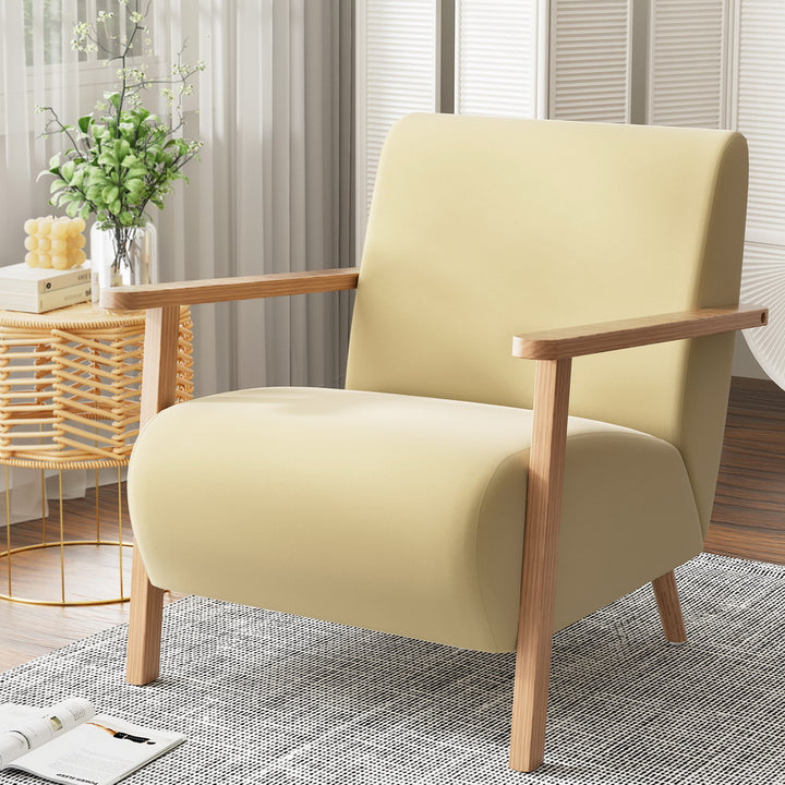 Low Set Accent Chair Velvet  Feature Armchair - Yellow - Homecoze