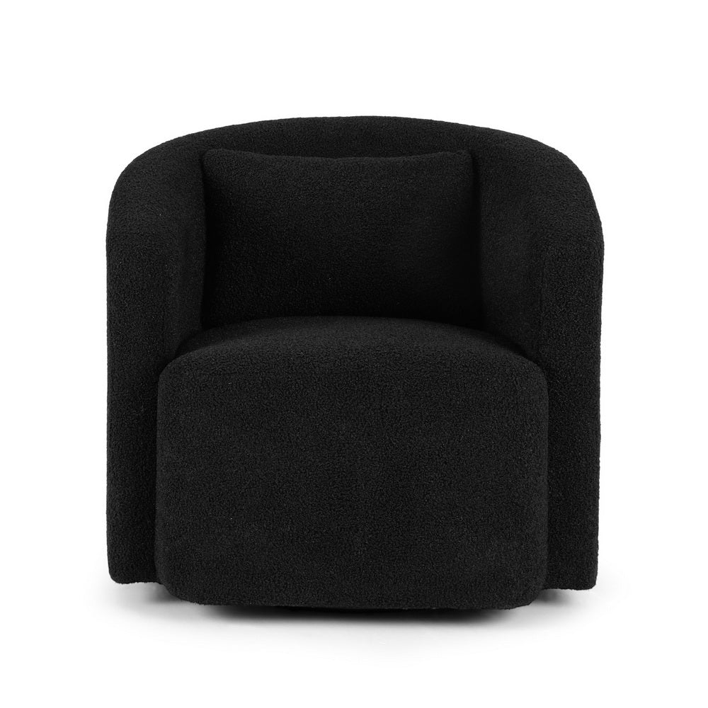 Amira Sherpa Swivel Armchair – Charcoal Black - Homecoze