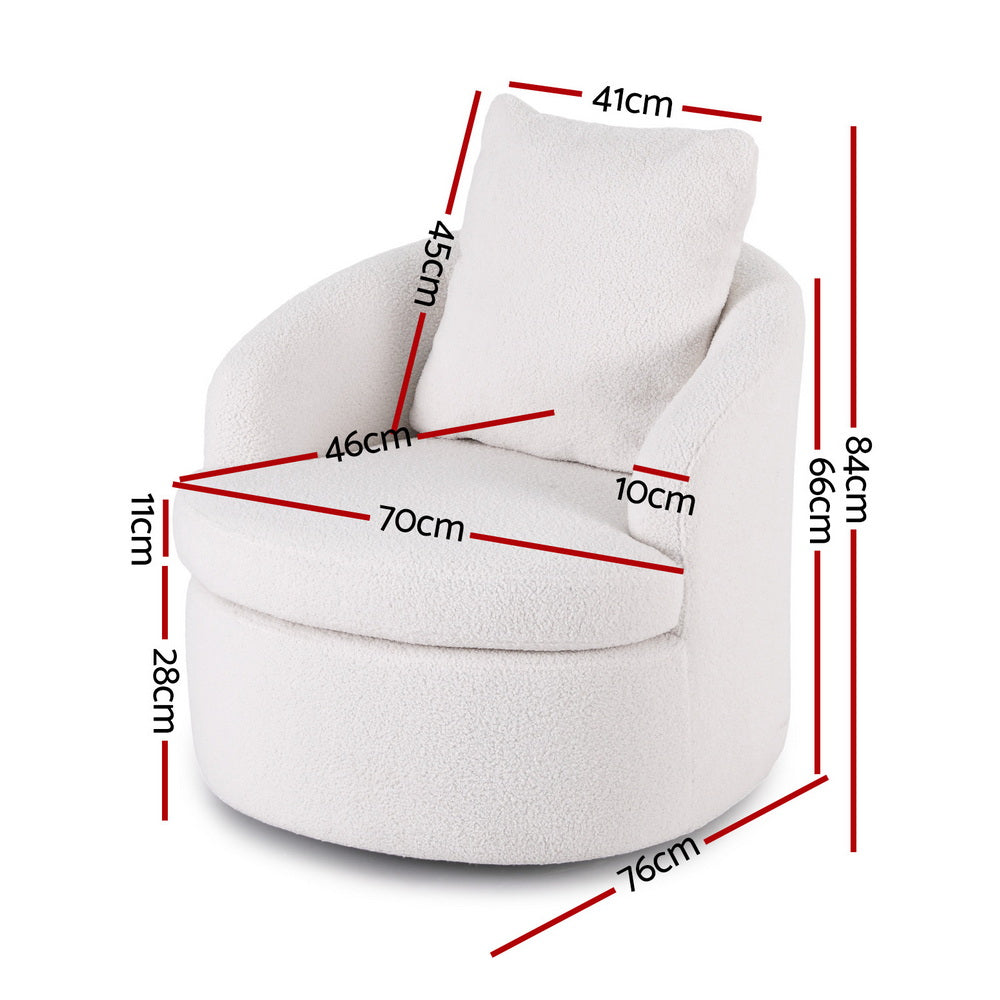 Mira Sherpa Swivel Armchair – White - Homecoze