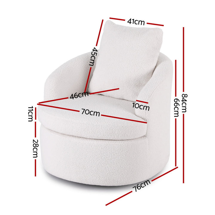 Mira Sherpa Swivel Armchair – White - Homecoze