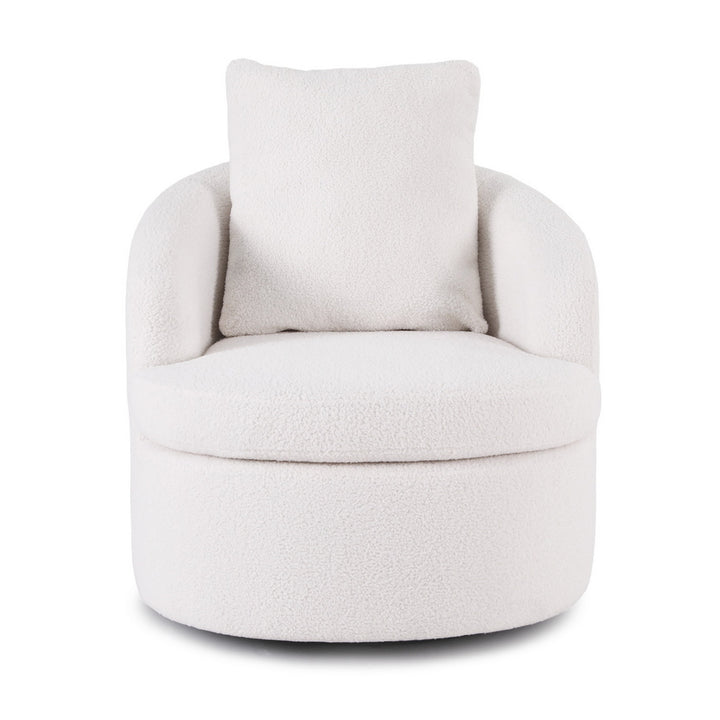 Mira Sherpa Swivel Armchair – White - Homecoze