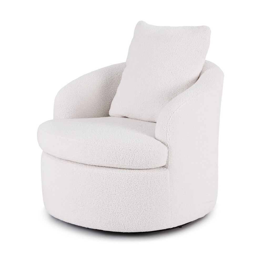 Mira Sherpa Swivel Armchair – White - Homecoze
