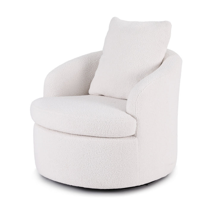 Mira Sherpa Swivel Armchair – White - Homecoze