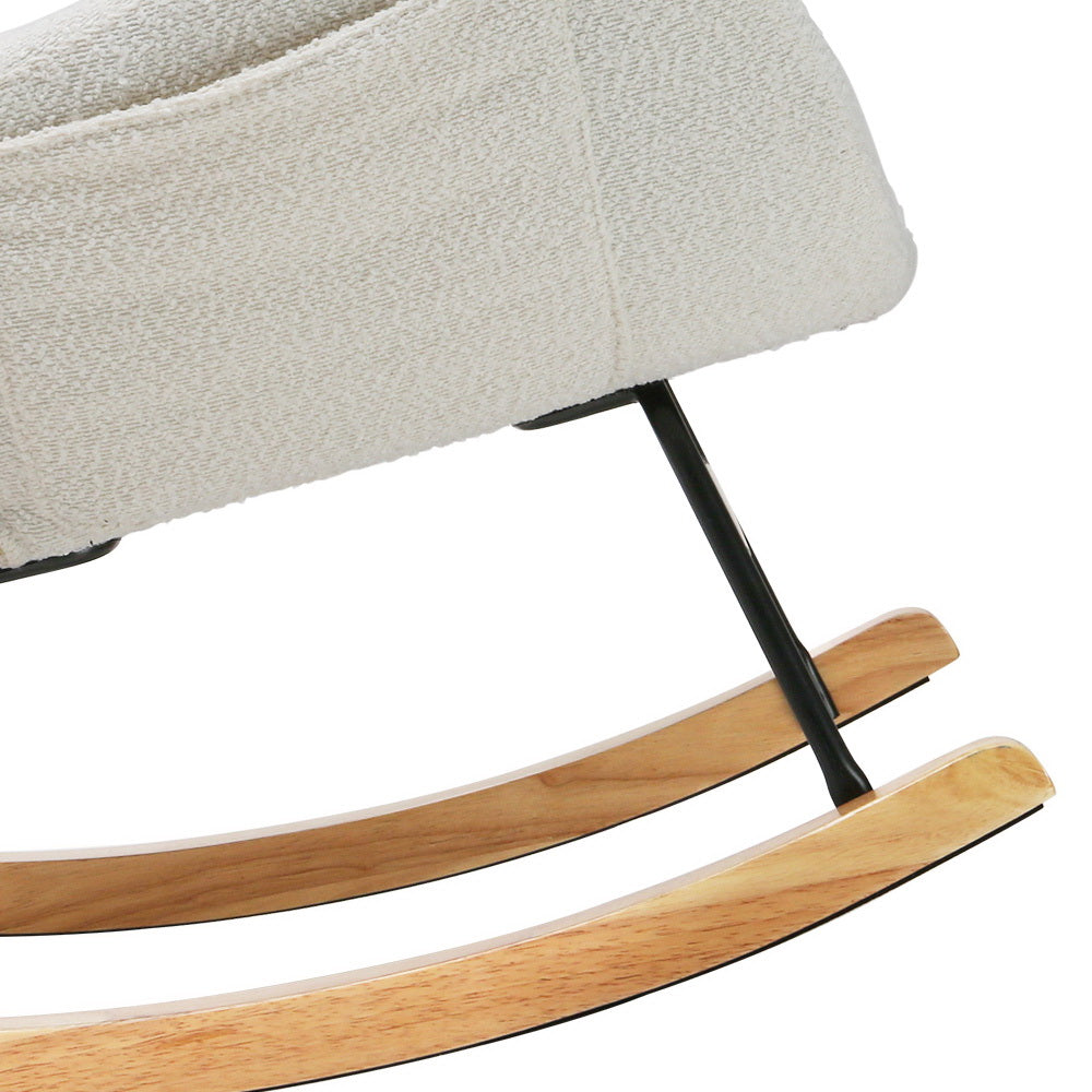 Modern Boucle Nursing Rocking Chair - White - Homecoze
