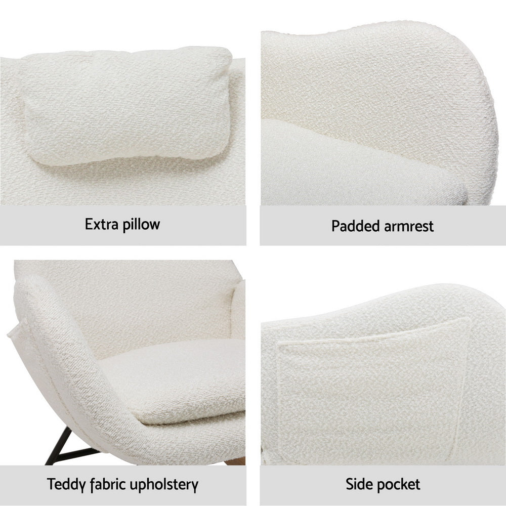 Modern Boucle Nursing Rocking Chair - White - Homecoze
