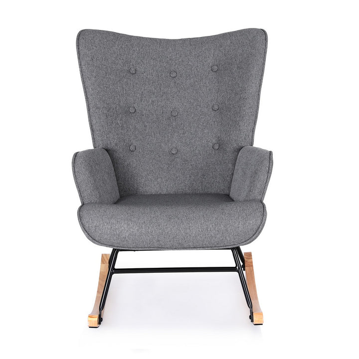 Nyla Faux Linen Rocking Chair - Grey - Homecoze