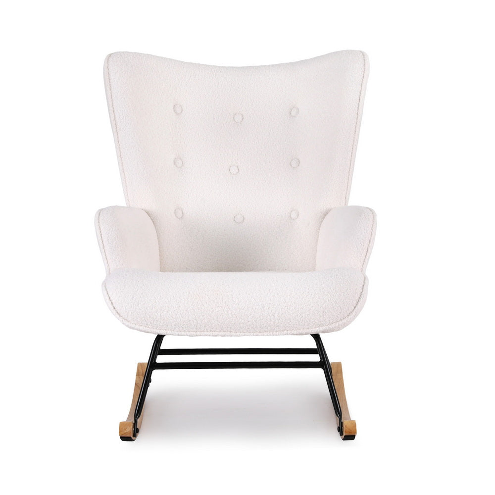 Nyla Boucle Rocking Chair - White - Homecoze