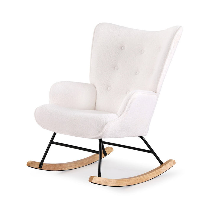 Nyla Boucle Rocking Chair - White - Homecoze