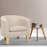 Low Back Fabric Tub Armchair - Beige - Homecoze