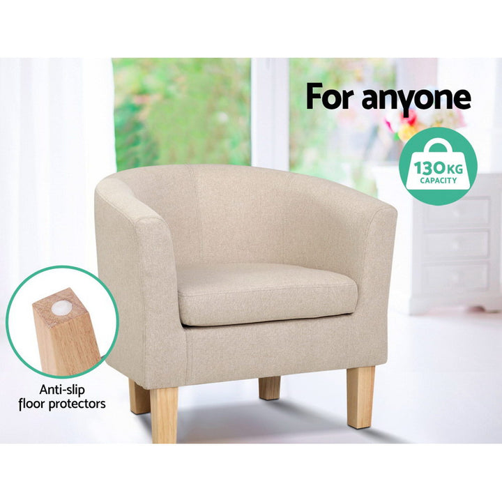 Low Back Fabric Tub Armchair - Beige - Homecoze