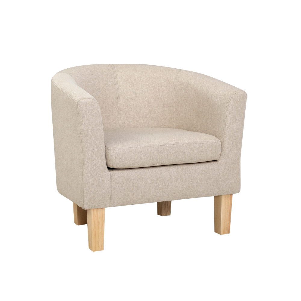 Low Back Fabric Tub Armchair - Beige - Homecoze